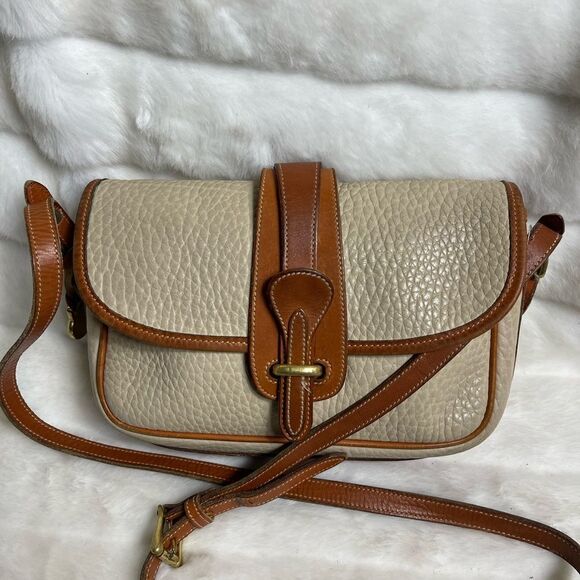 Dooney & Bourke vintage leather beige with tan trims and strap crossbody bag - Picture 10 of 15